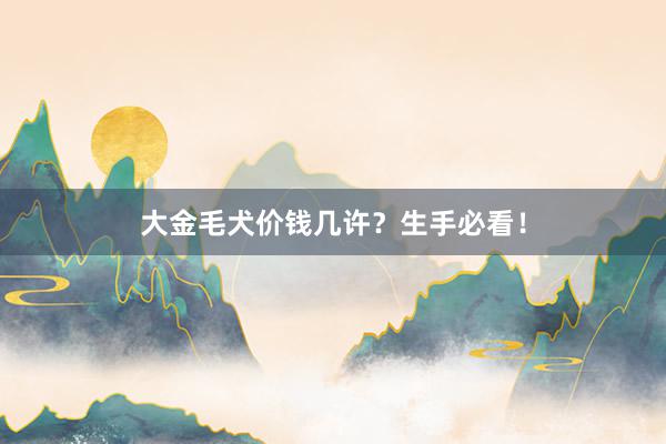 大金毛犬价钱几许？生手必看！